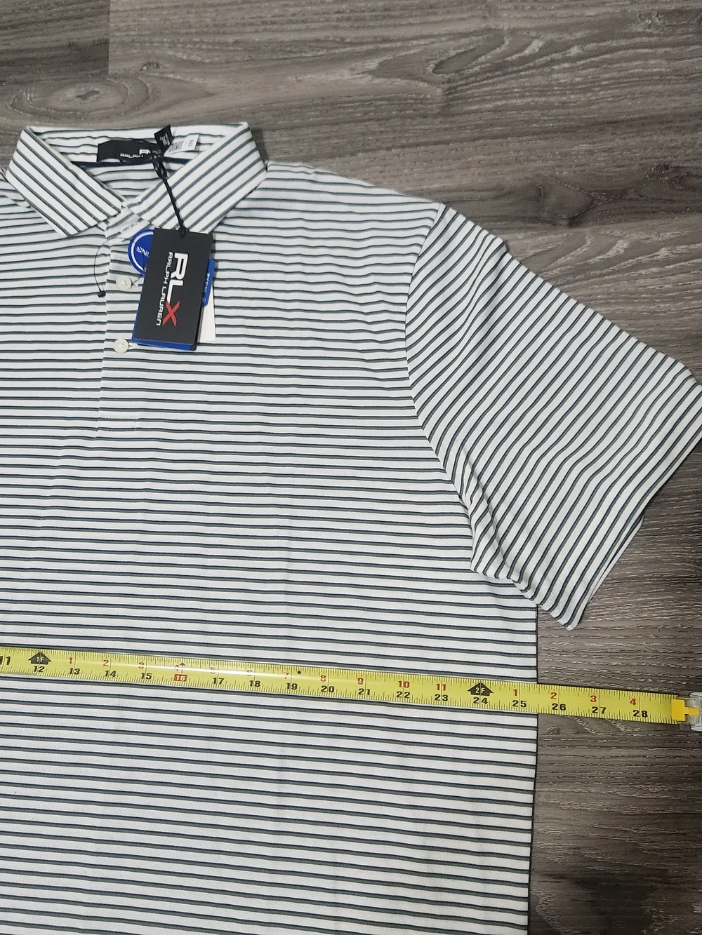 Ralph Lauren White and Navy Thin-Stripe Polo Shirt